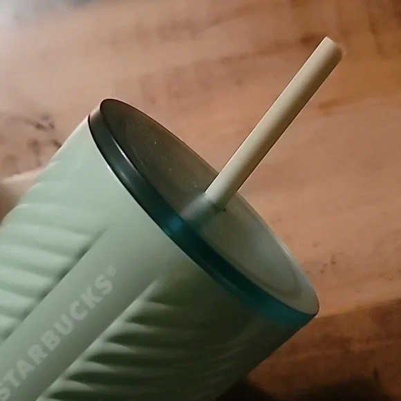 Starbucks Swirled Metal Light Green Tumbler Cup Venti - Picture 4 of 9